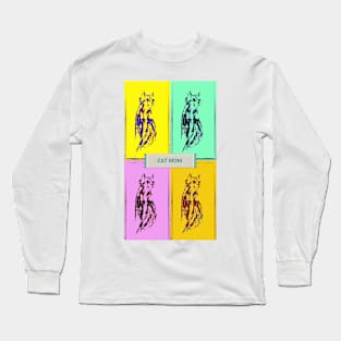 retro cat mom Long Sleeve T-Shirt